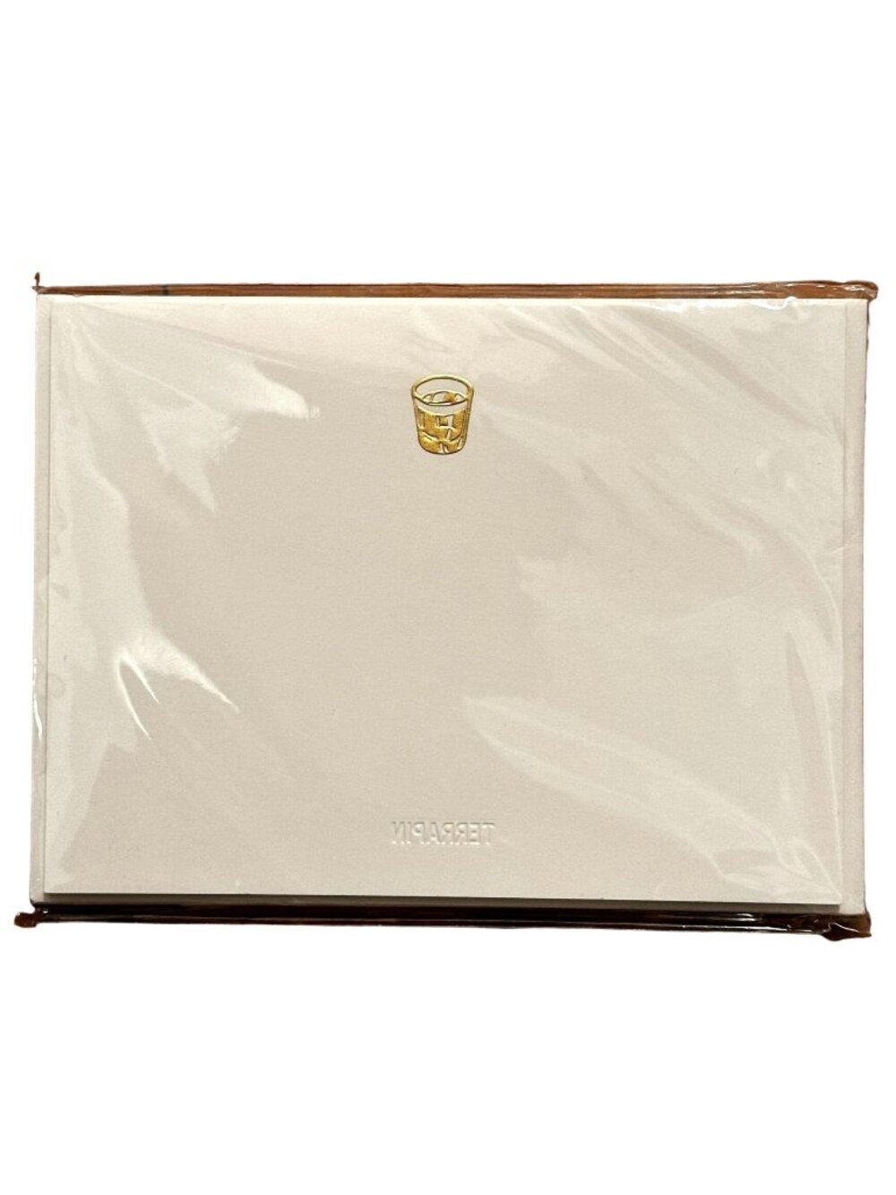 Terrapin Stationers Engraved Notecards and Envelopes Set 8 Gold Gilt Cocktail